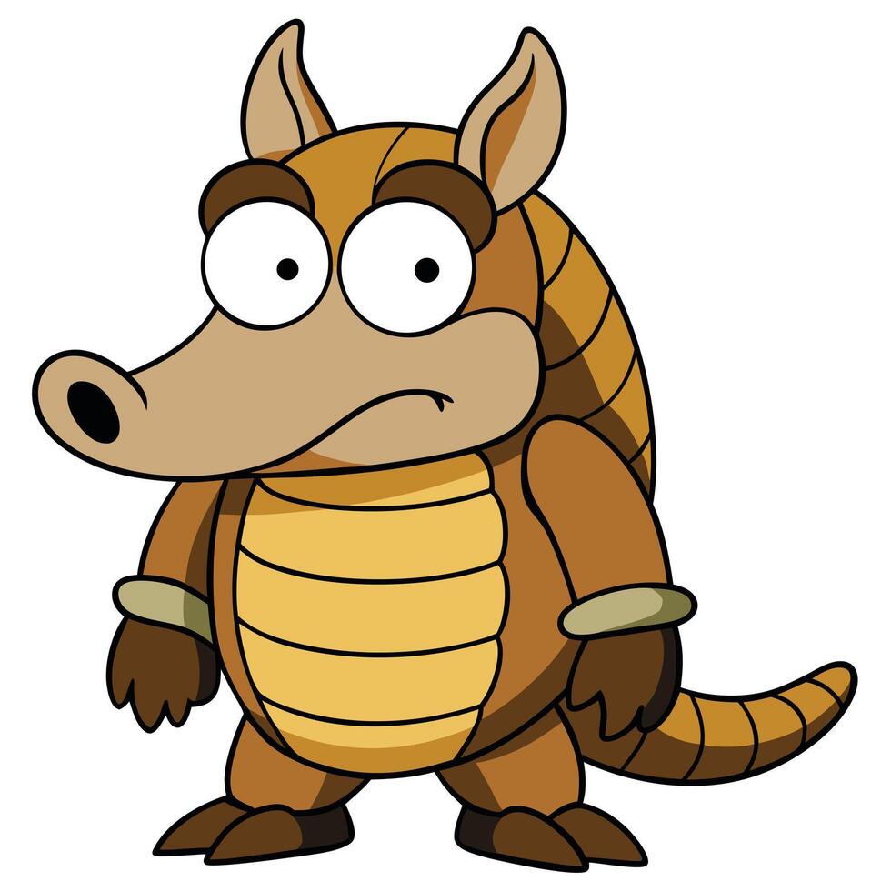 Cartoon armadillo character illustration mammal animal design isolated on white background vector