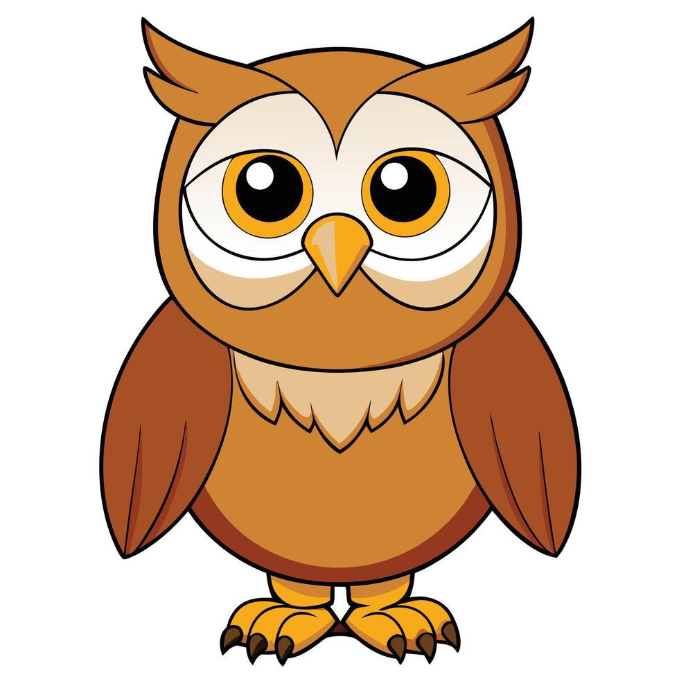 Cute cartoon owl illustration bird character design for children and educational resources vector