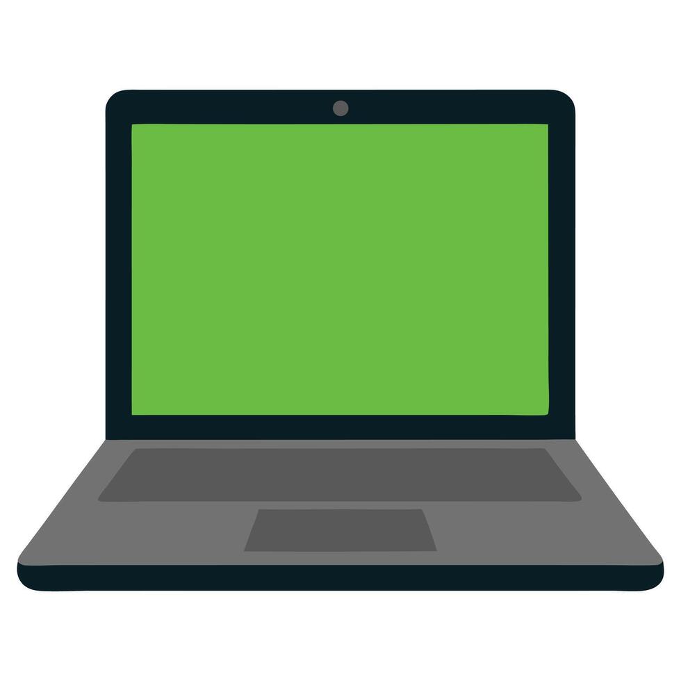 Cartoon 2D laptop green screen with no background vector