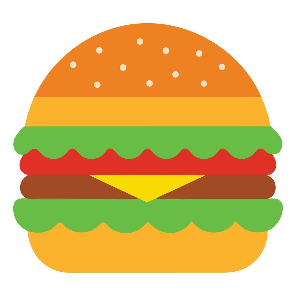 Cartoon 2D burger with no background vector