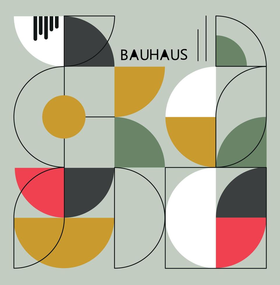 Bauhaus style wall art with retro color palettte and minimal shapes. Background, template, minimalist design for versatile purpose vector