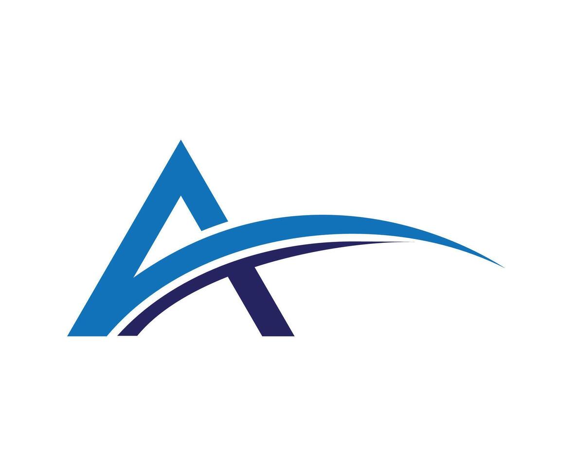 a logo with blue waves and a letter a vector