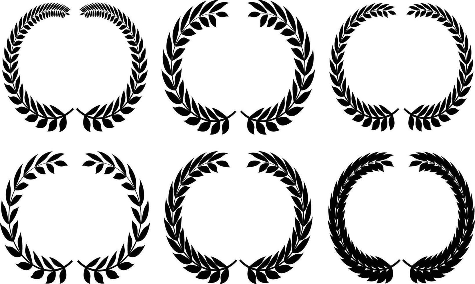 Set of wreaths and branches with leaves. Hand drawing laurel wreaths and branches collection. Laurels wreaths, swirls, twigs and flower ornaments. Herbs, flowers and plants element vector