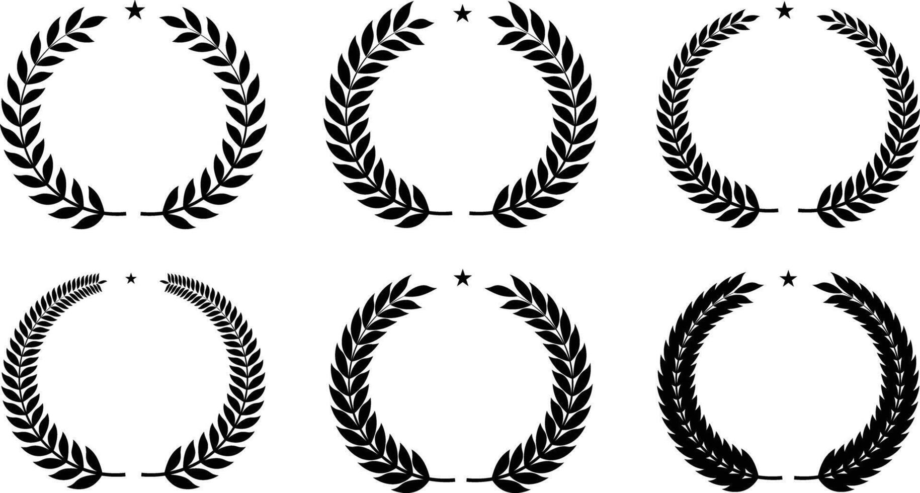 Set of wreaths and branches with leaves. Hand drawing laurel wreaths and branches collection. Laurels wreaths, swirls, twigs and flower ornaments. Herbs, flowers and plants elements with epsFile vector