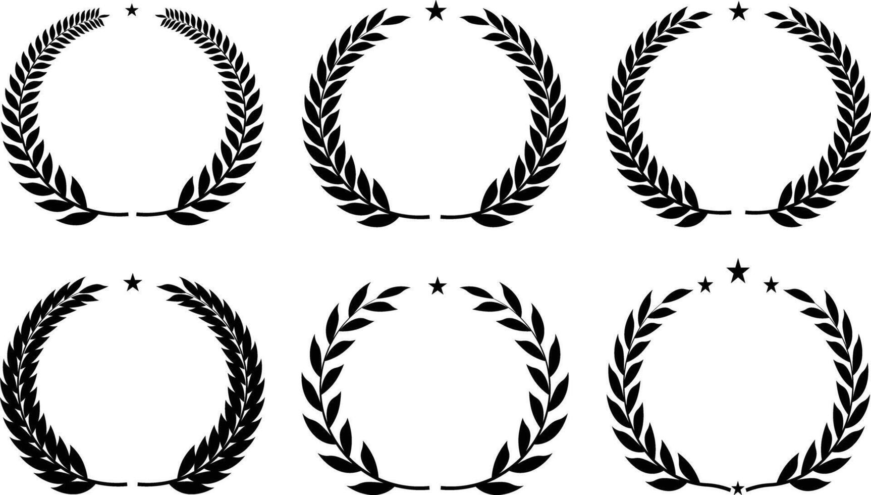 Set of wreaths and branches with leaves. Hand drawing laurel wreaths and branches collection. Laurels wreaths, swirls, twigs and flower ornaments. Herbs, flowers and plants elements with eps file vector
