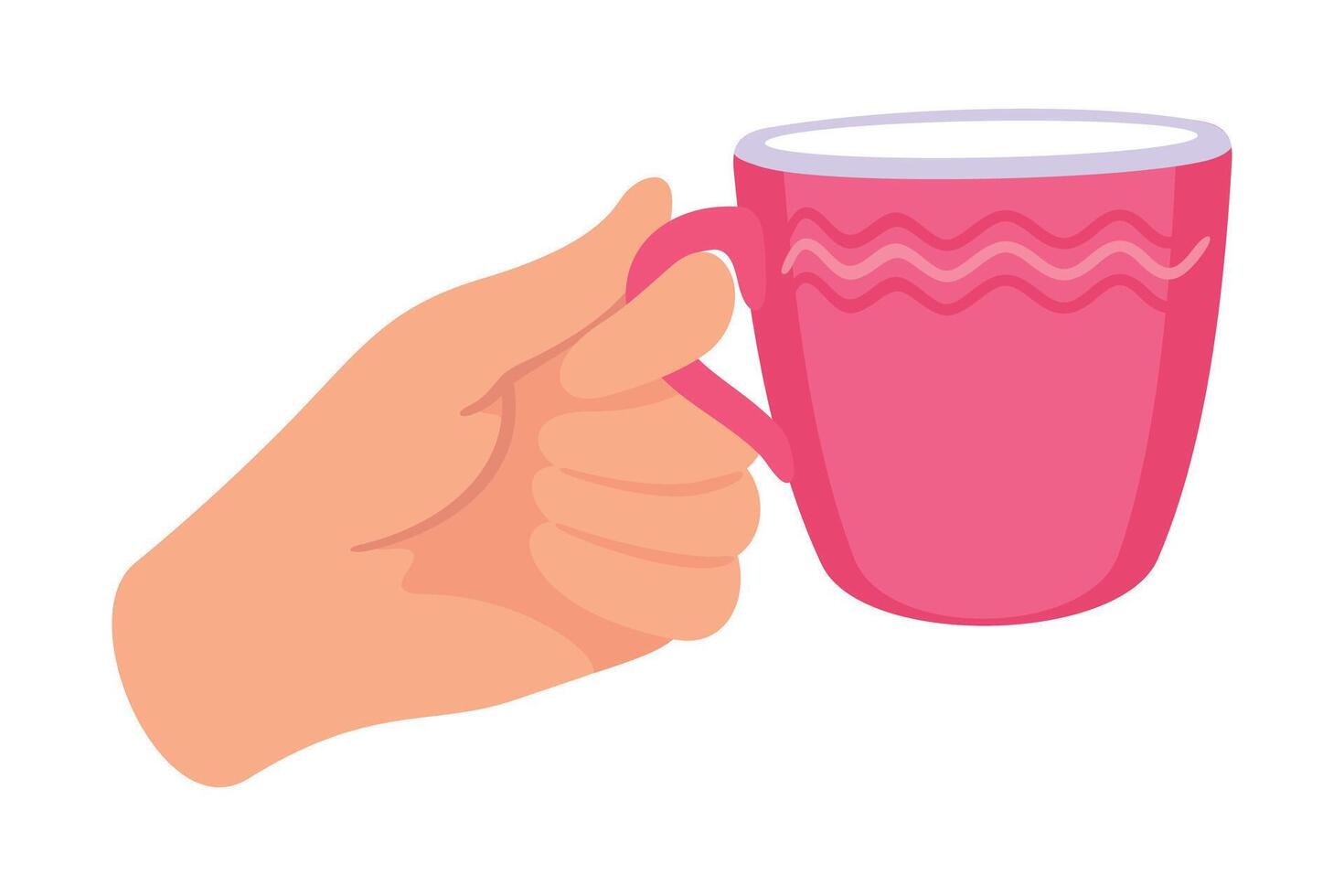 Hand Hold Ceramic Mug or Cup with Tea or Coffee Illustration vector