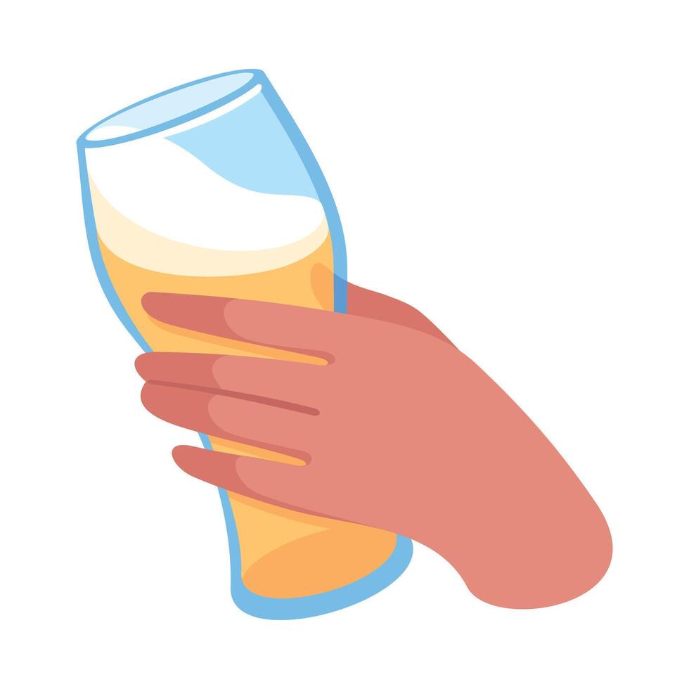 Glass with Beer Hold by Hand Illustration vector