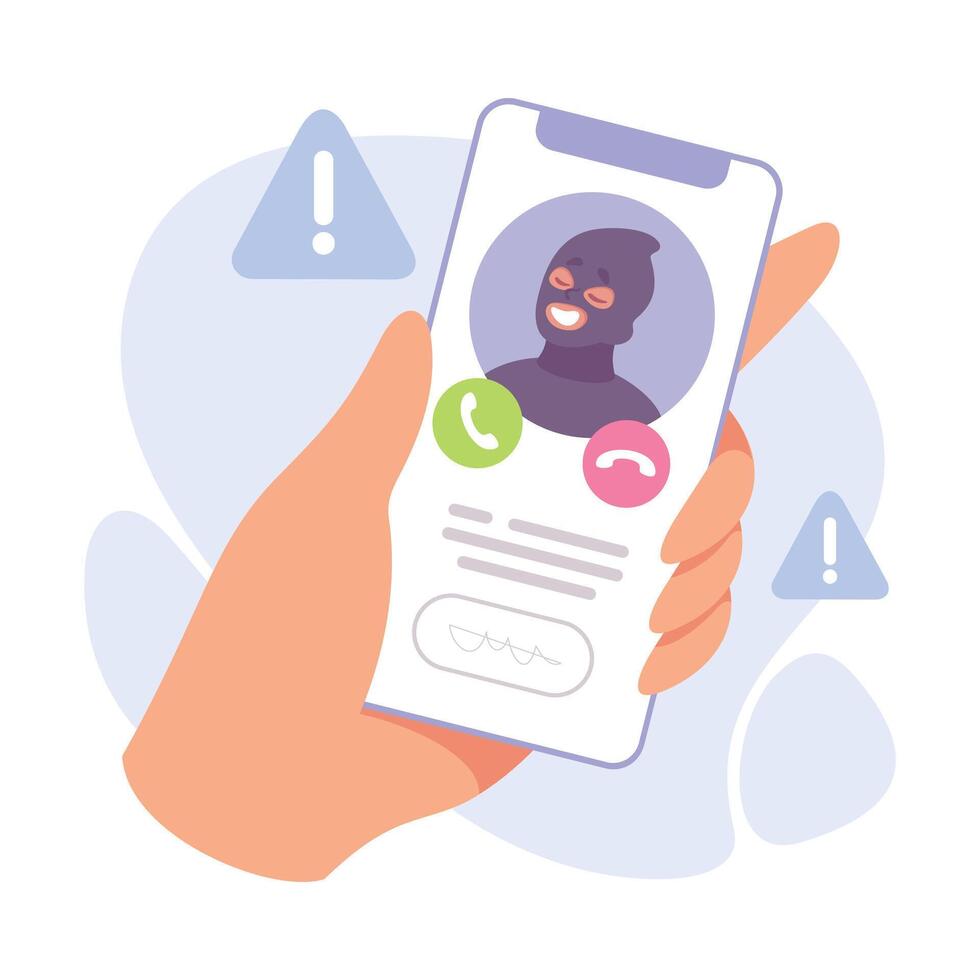 Hand with Phone and Call of Man Criminal Illustration vector