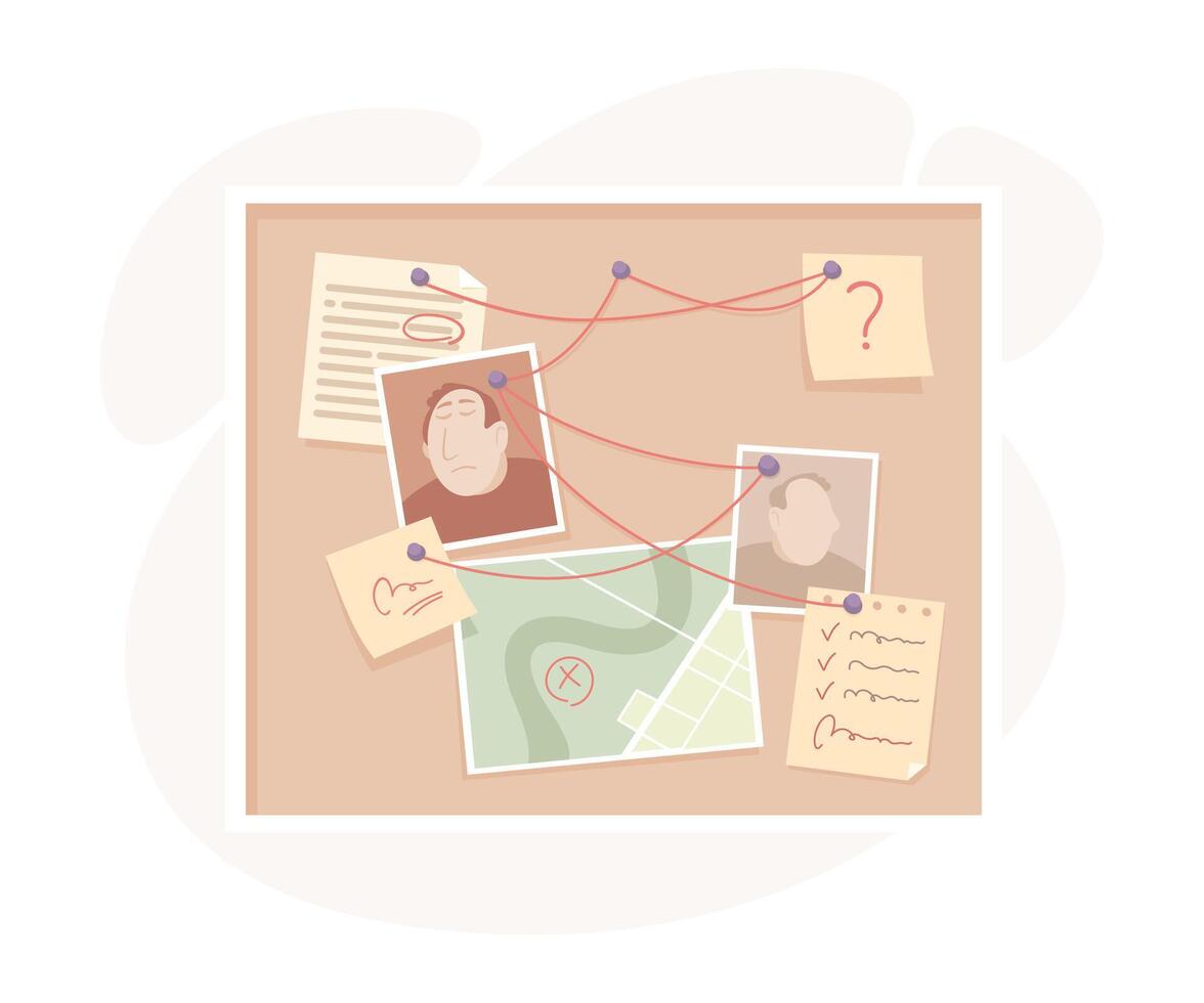 Investigation and Detective Work with Suspect Board Illustration vector