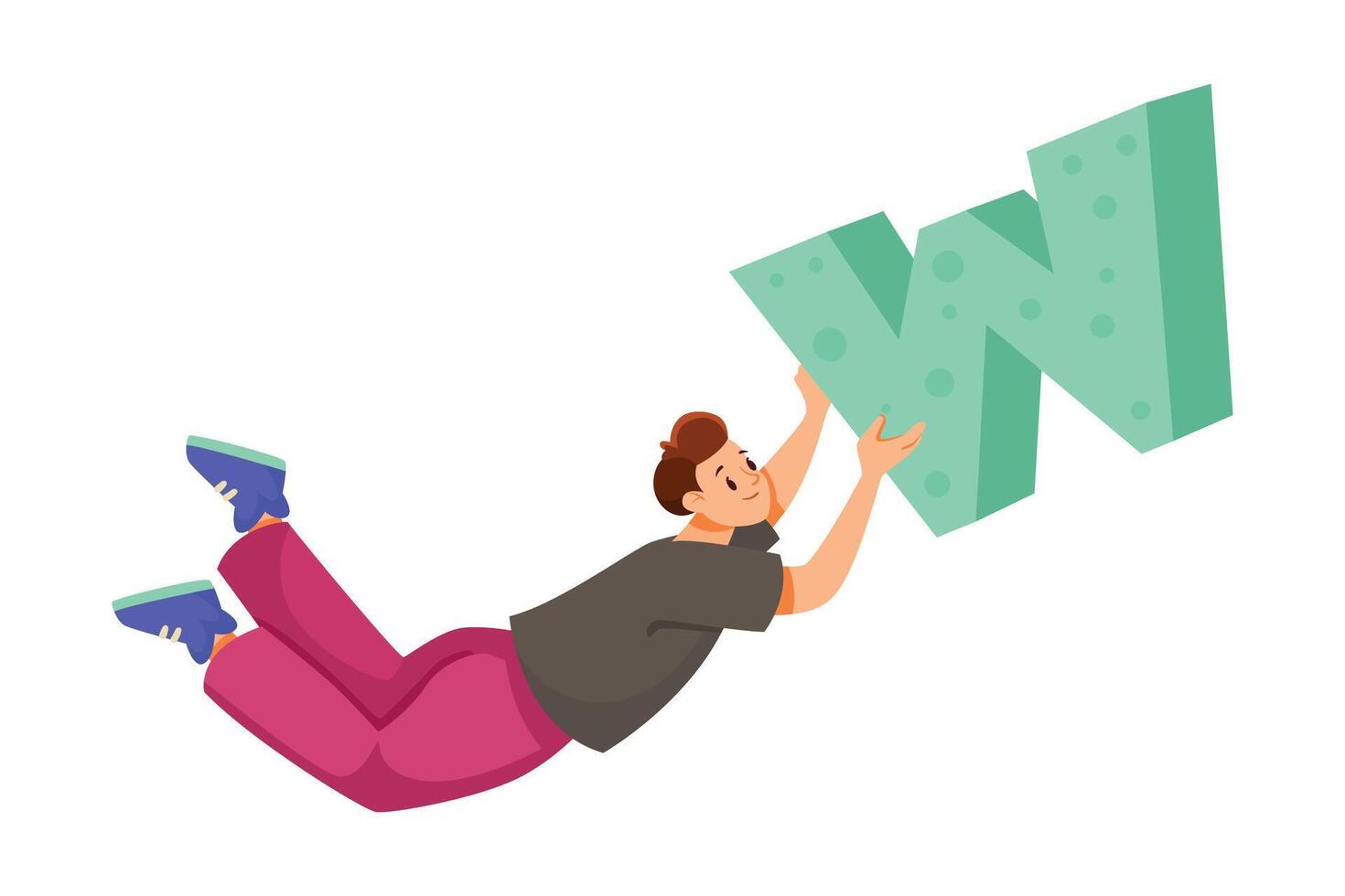 Man Character Float in the Air with Letter as Dream Team Worker Illustration vector