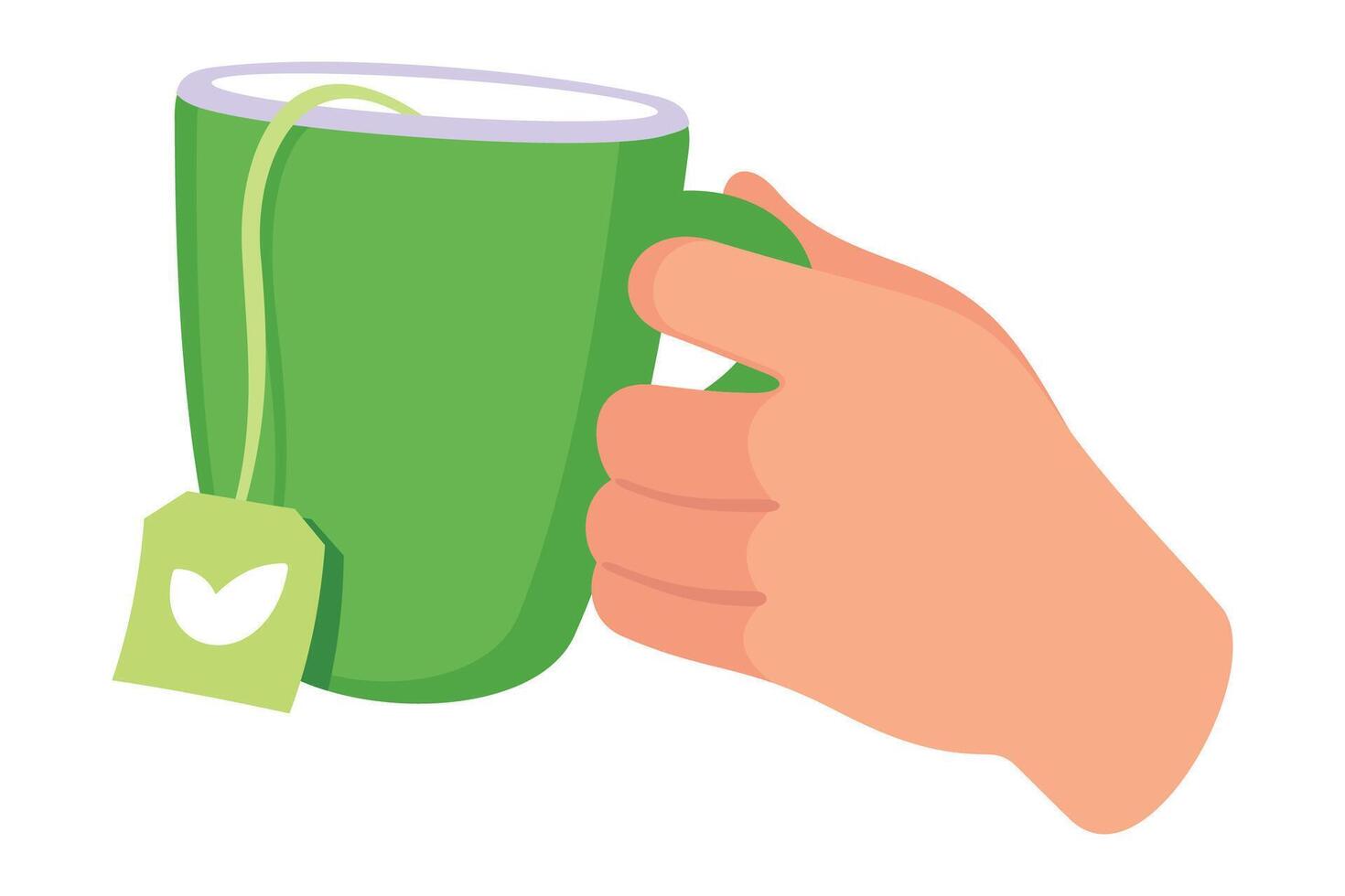Hand Hold Ceramic Mug or Cup with Tea Illustration vector