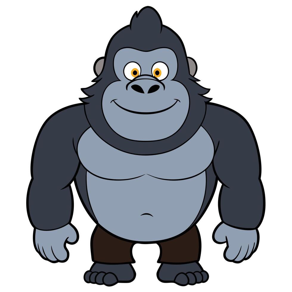 Cartoon gorilla mascot illustration smiling and strong character design vector