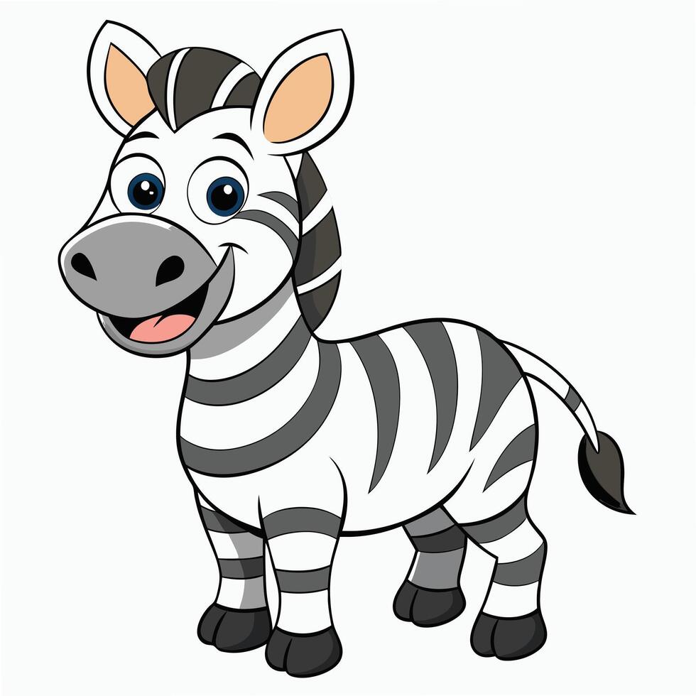 Adorable zebra cartoon character smiling with black and white stripes vector