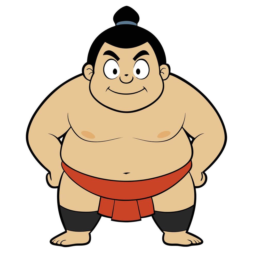 Cartoon sumo wrestler illustration isolated on white background martial arts character design vector