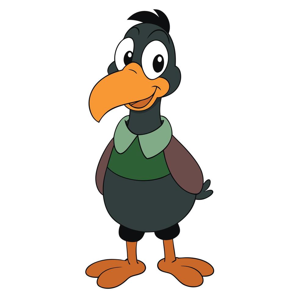 Cartoon blackbird character illustration smiling with friendly expression graphics vector