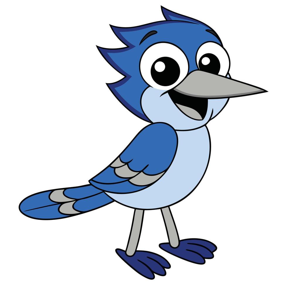 Smiling cartoon blue jay illustration perfect for childrens designs and animation vector