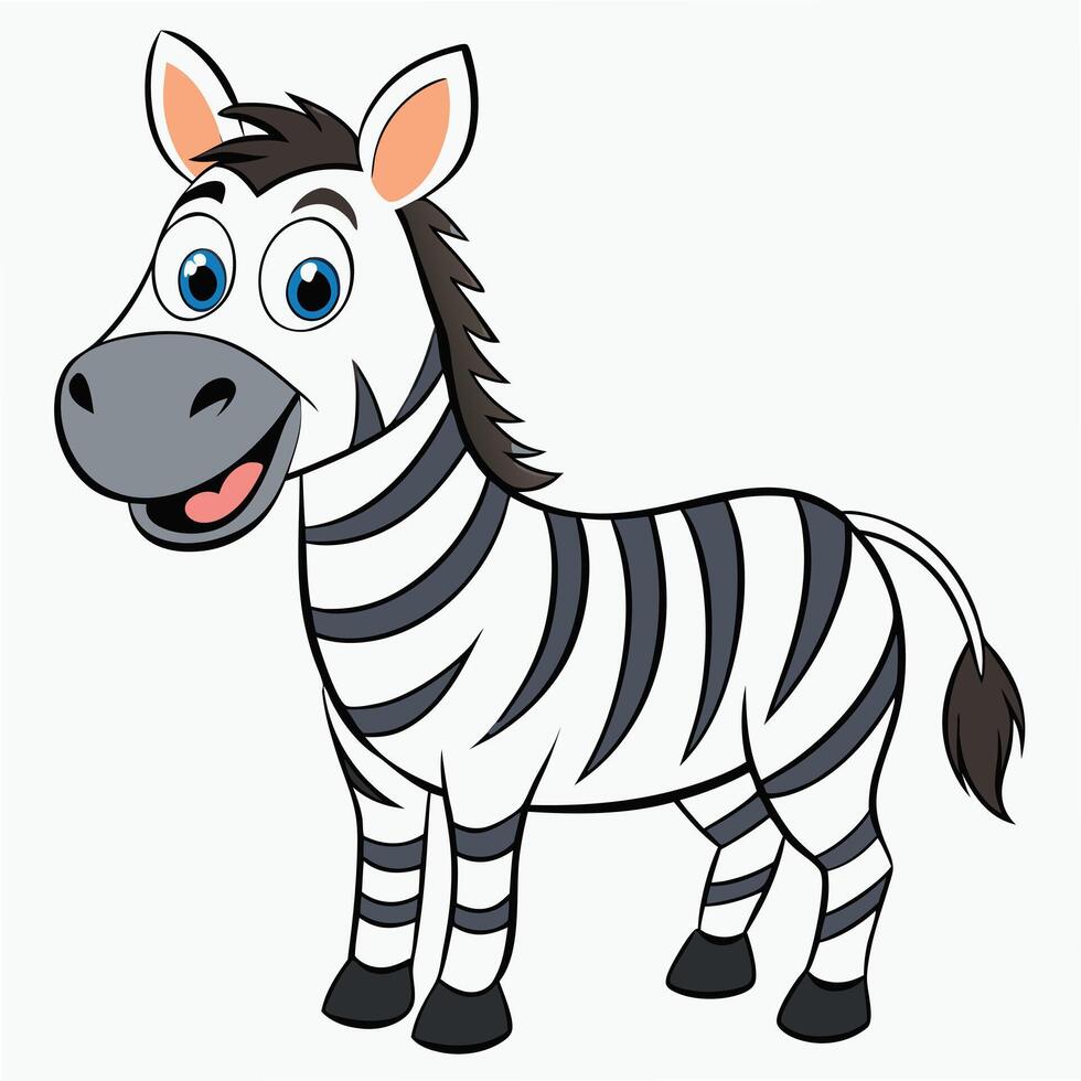 Cartoon zebra illustration cheerful animal character for childrens book or education material vector