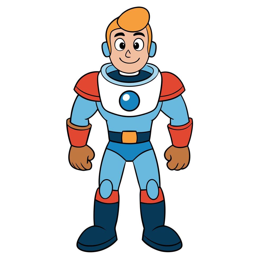 Cartoon astronaut in space suit ready for adventure exploring the cosmos vector