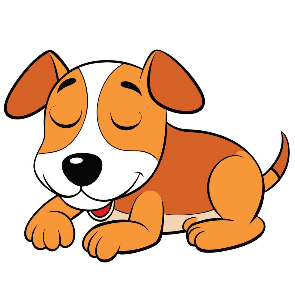 Cute cartoon puppy relaxing with eyes closed in illustration vector