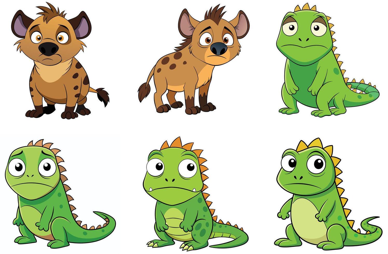 Cartoon collection of angry animals with various shades of brown vector
