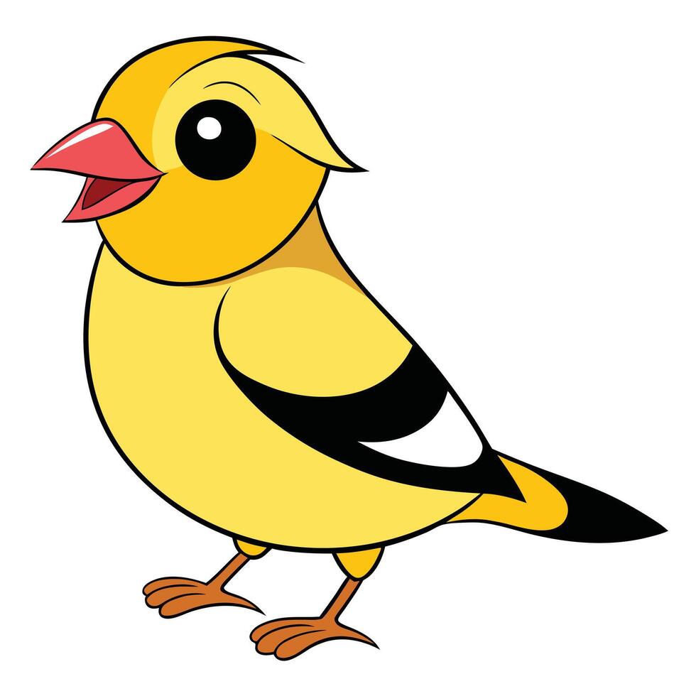 Cartoon goldfinch bird illustration isolated on white background wildlife art vector