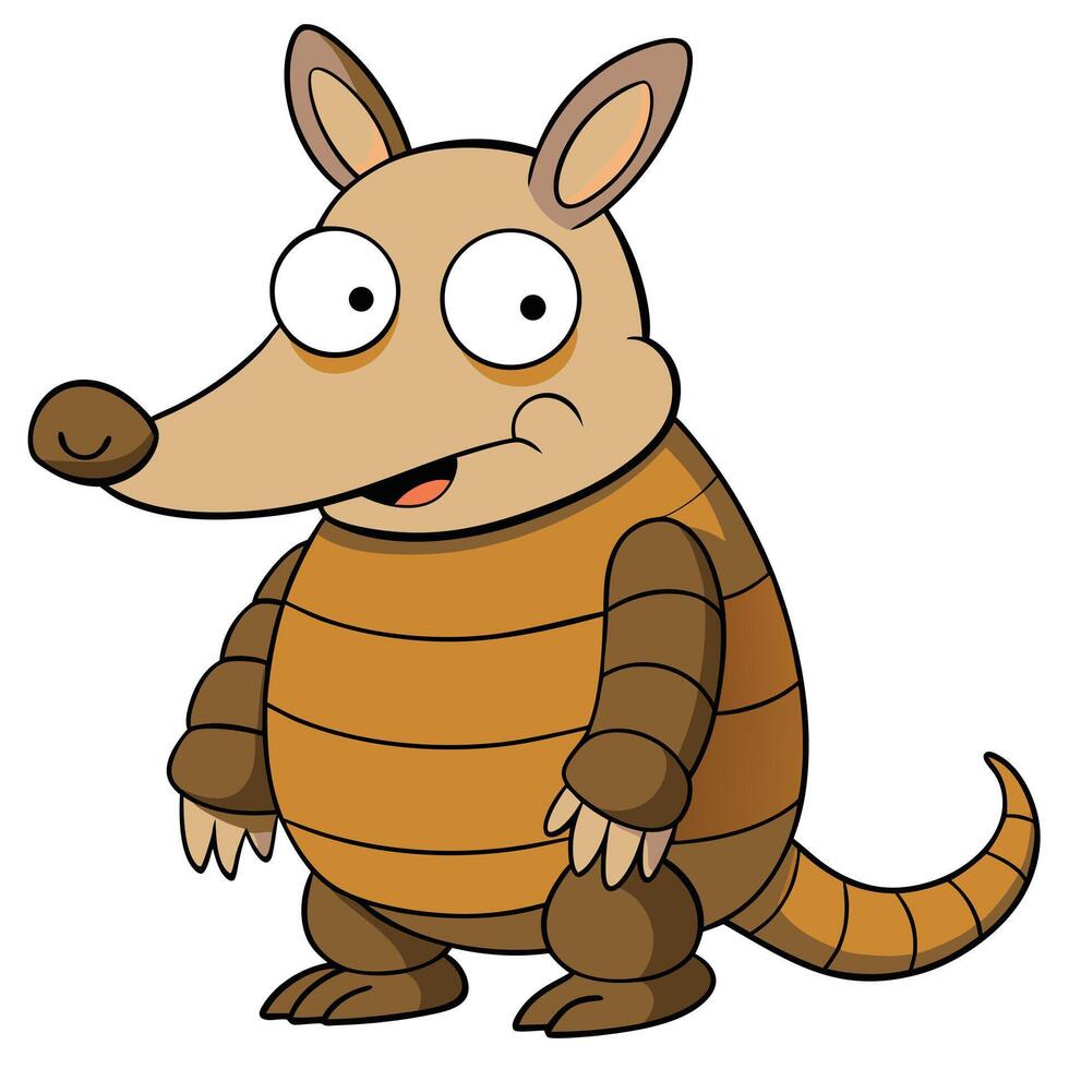 Cartoon armadillo character illustration isolated on white background full body shot vector