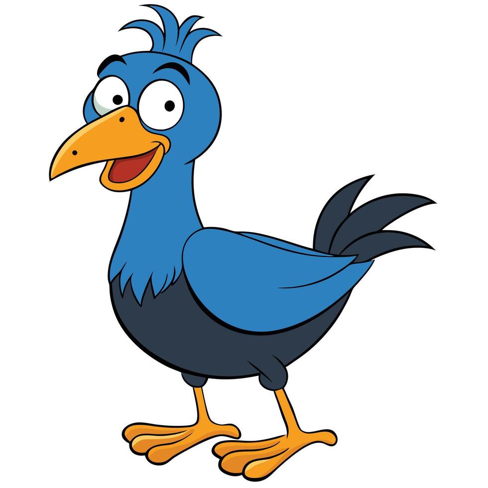 Cheerful cartoon bird illustration with orange beak isolated on white vector