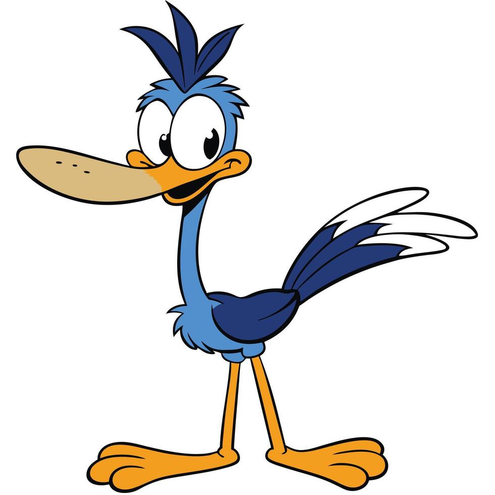 Cartoon roadrunner character illustration standing isolated on white background vector