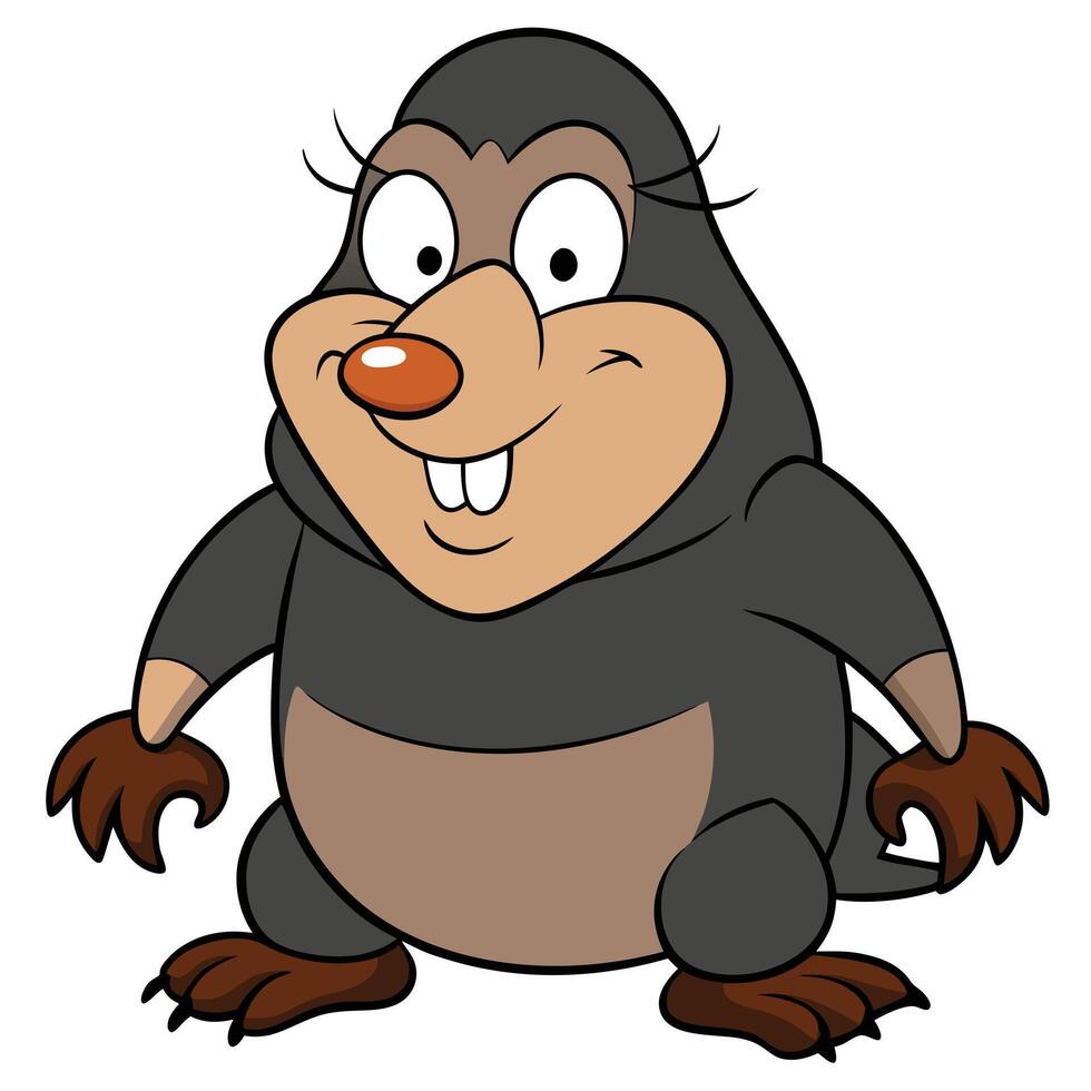 Cartoon mole character illustration with big eyes and a cute smile vector