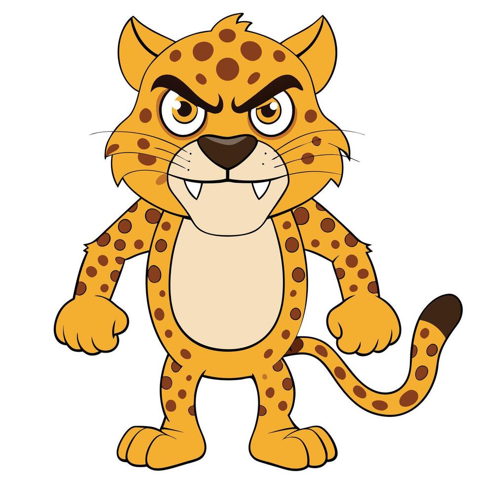 Cartoon angry leopard character illustration animal design graphics mascot vector