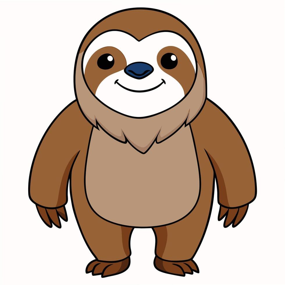 Cute cartoon sloth standing illustration animal design vector