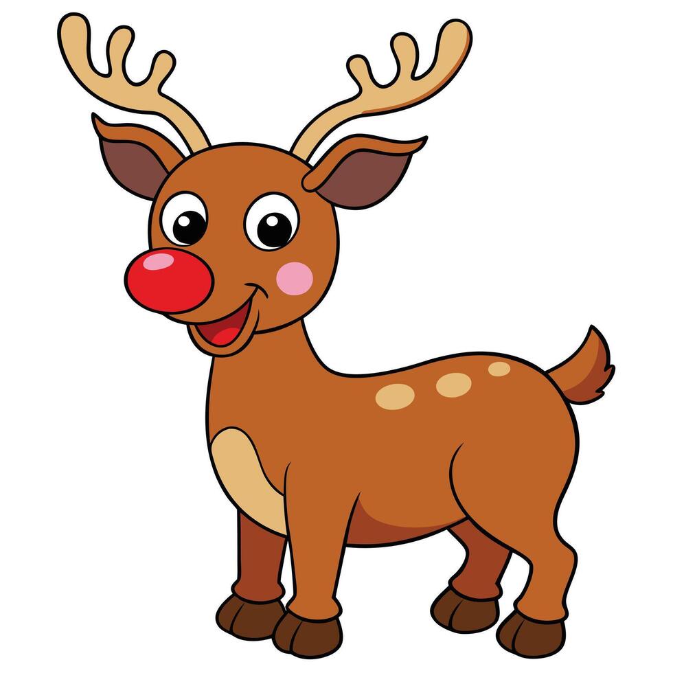 Cartoon red nosed reindeer illustration perfect for christmas holiday designs vector