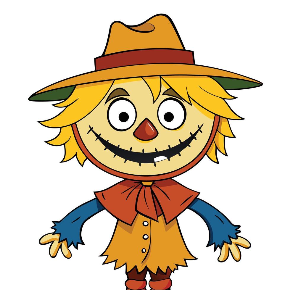 Cartoon style scarecrow illustration for halloween or fall decorations festive season vector