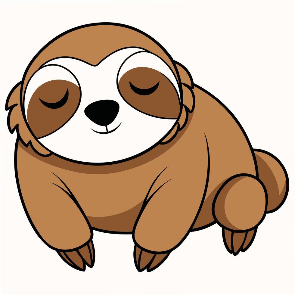 Cute cartoon sloth sleeping animal illustration graphic design element vector