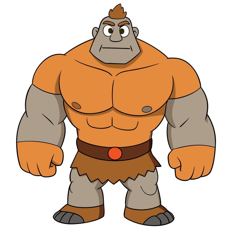 Cartoon style muscular caveman isolated on white background illustration vector