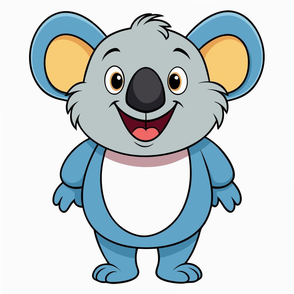 Cute koala cartoon character standing and smiling cheerfully illustration for children vector
