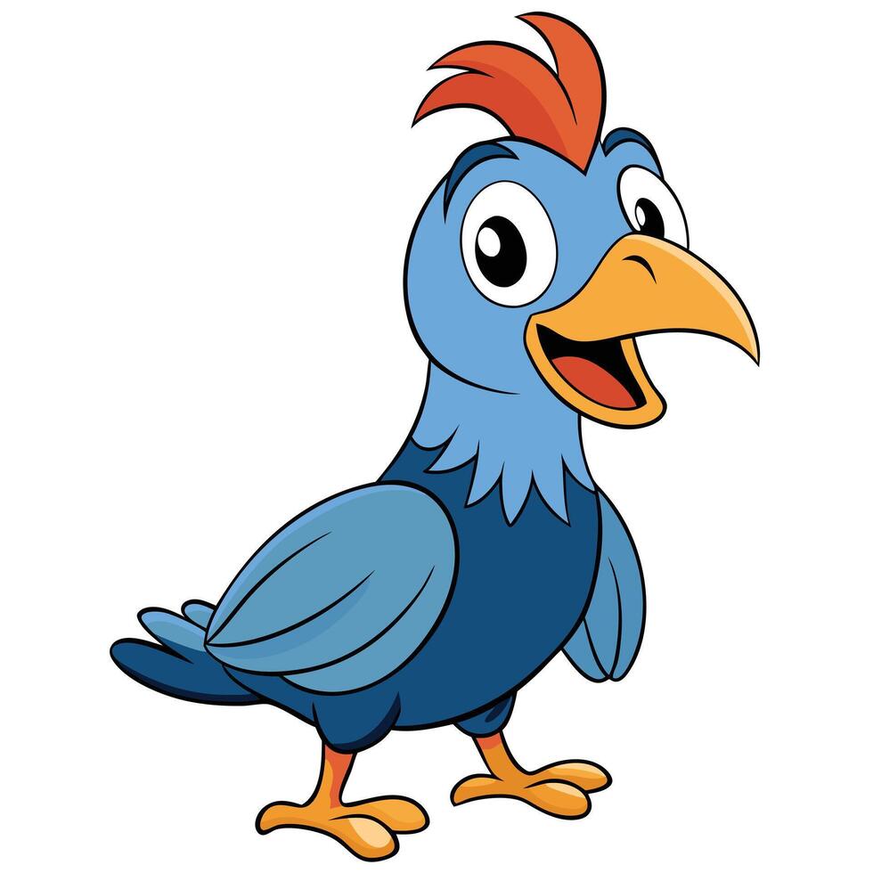 Cartoon blue bird illustration cheerful expression graphic isolated design vector
