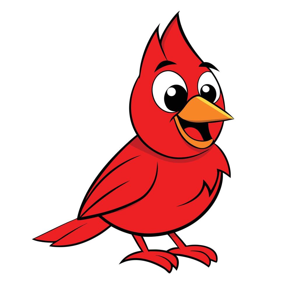 Cheerful cartoon red cardinal character illustration isolated on white background vector