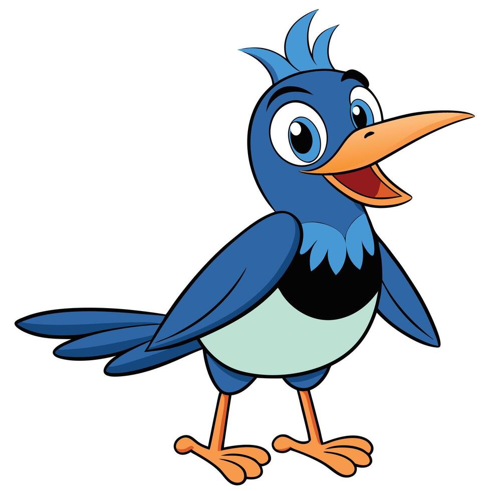 Cartoon bluebird illustration cheerful bird character isolated on white background graphics vector
