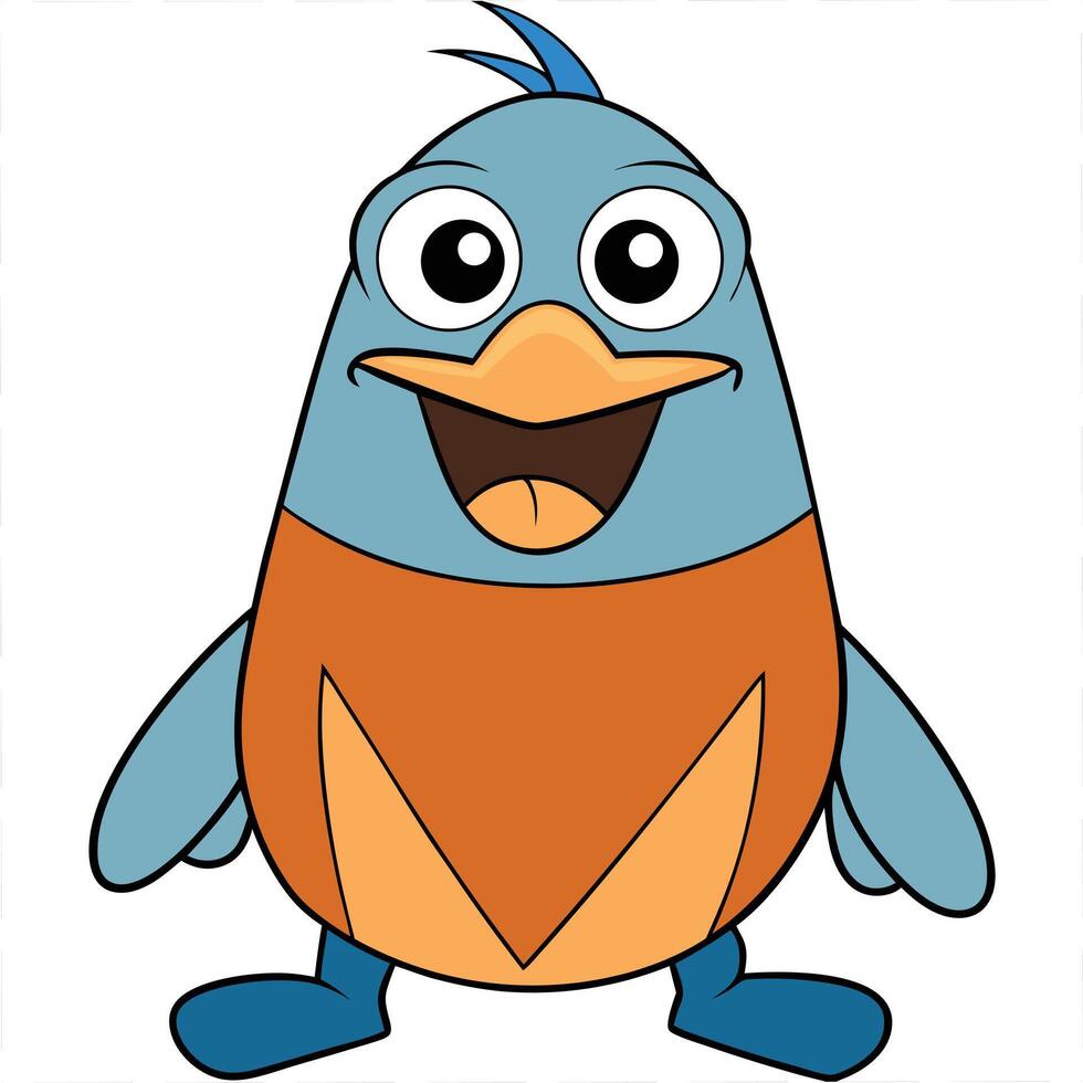 Cheerful cartoon bird illustration with open beak and happy expression vector