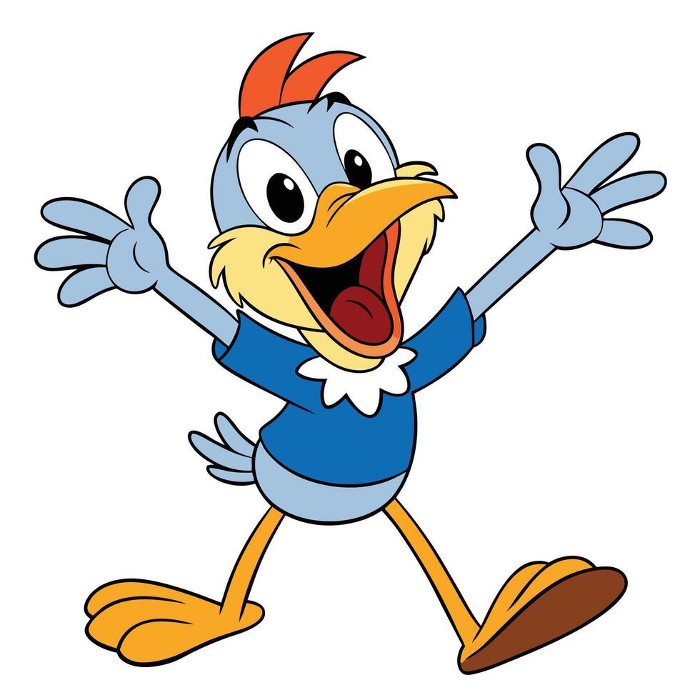 Joyful cartoon bird character spreading cheer and happiness illustration for children vector