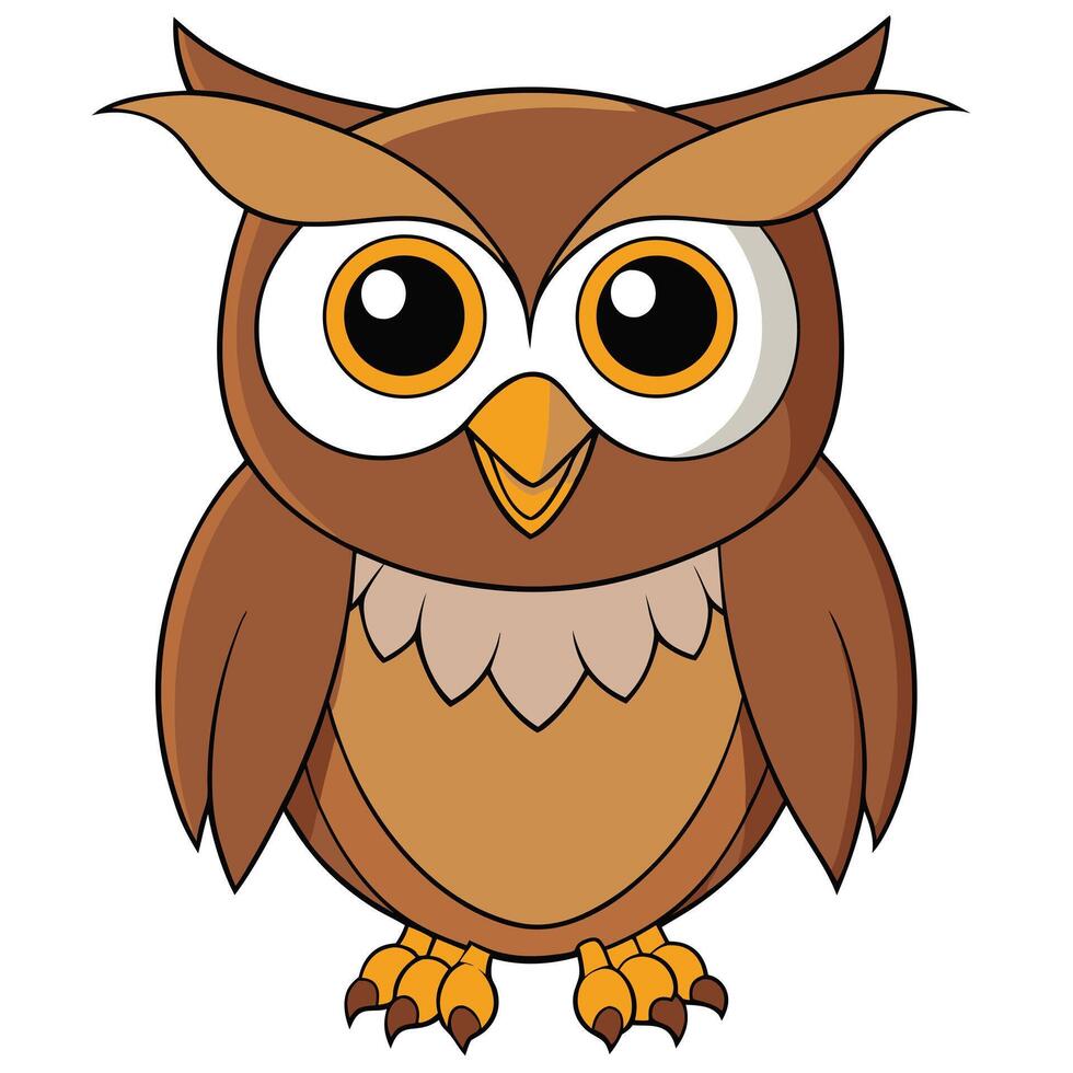 Cute cartoon owl illustration with big eyes and a friendly expression vector