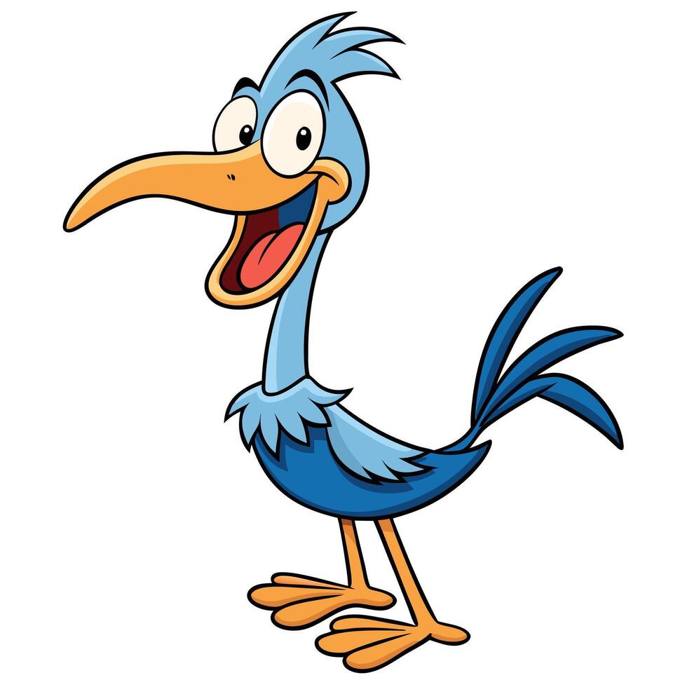 Cartoon roadrunner mascot illustration happy bird character design vector