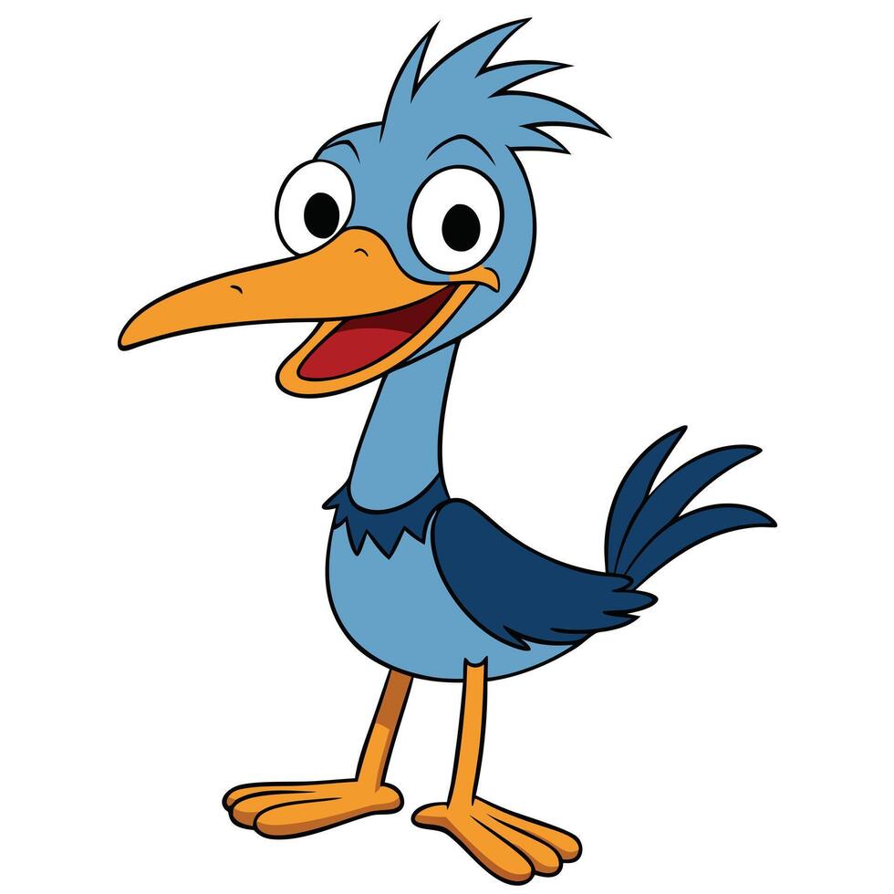 Cartoon bird illustration with big eyes and a smiling expression vector
