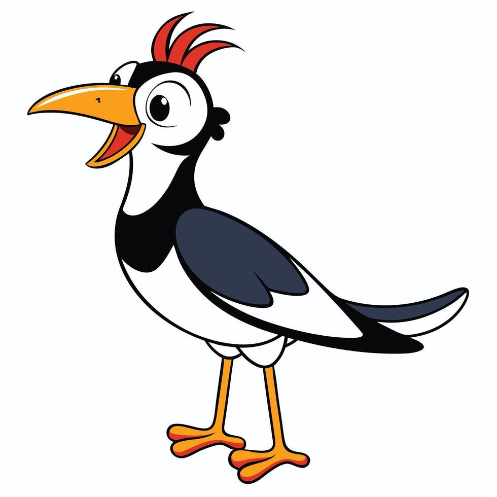 Cartoon illustration of an exotic bird with red crest standing proudly vector
