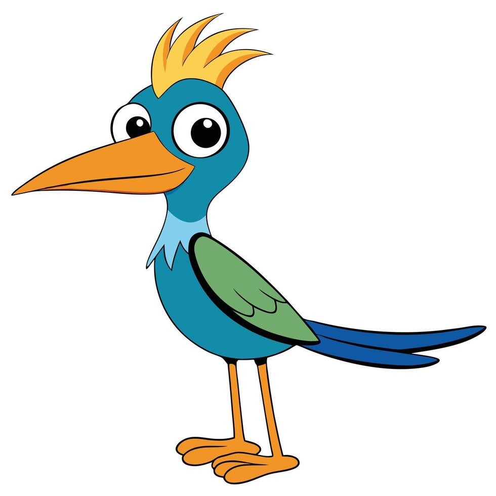 Cartoon bird illustration playful character design for childrens books and animations vector