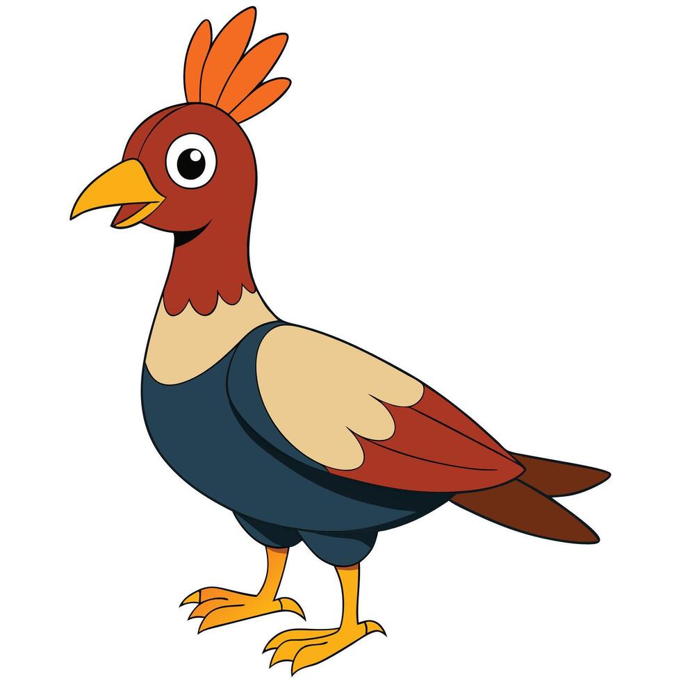 Cartoon illustration of a colorful quail bird with funny feather crest vector