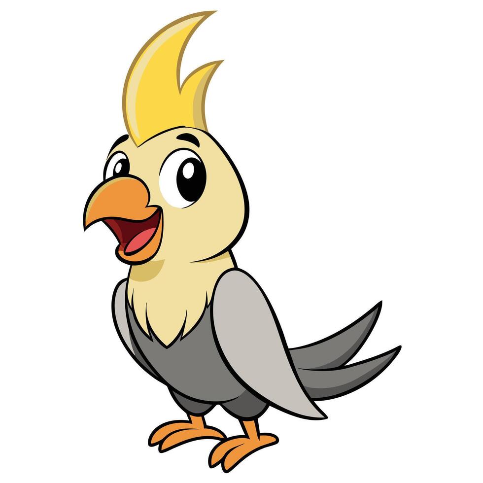 Cute cartoon corella mascot illustration cheerful bird character design vector