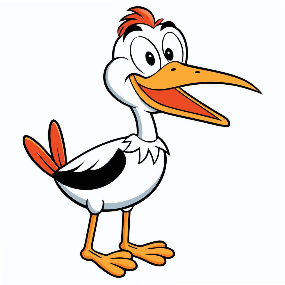 Cartoon pelican illustration with friendly expression isolated on white background vector