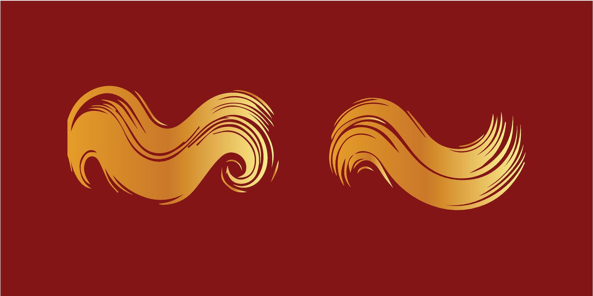 Brush gold wavy lines on a red background vector